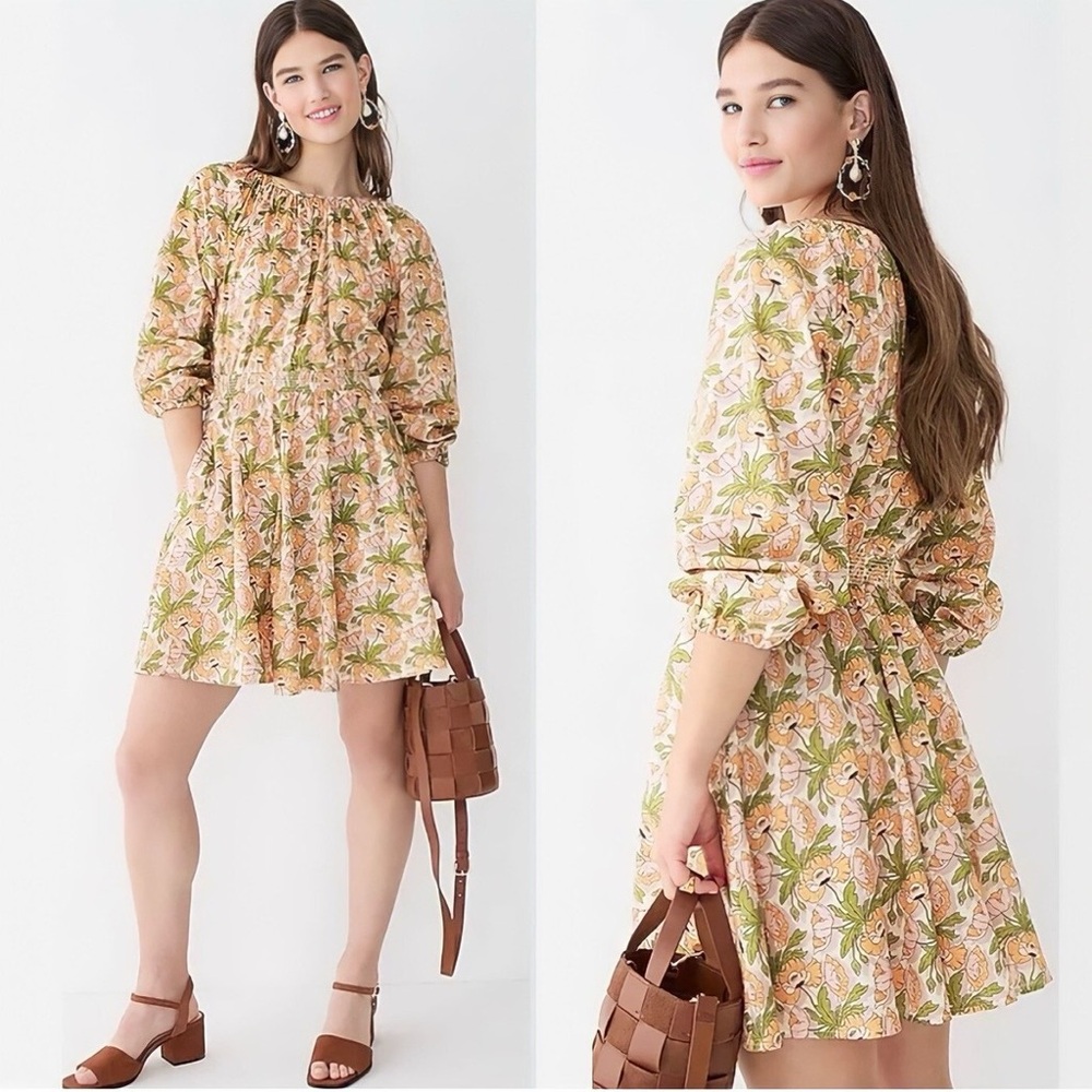 J.Crew x Liberty Fabric Smocked Waist Mini dress in Butterfield Poppy Print
